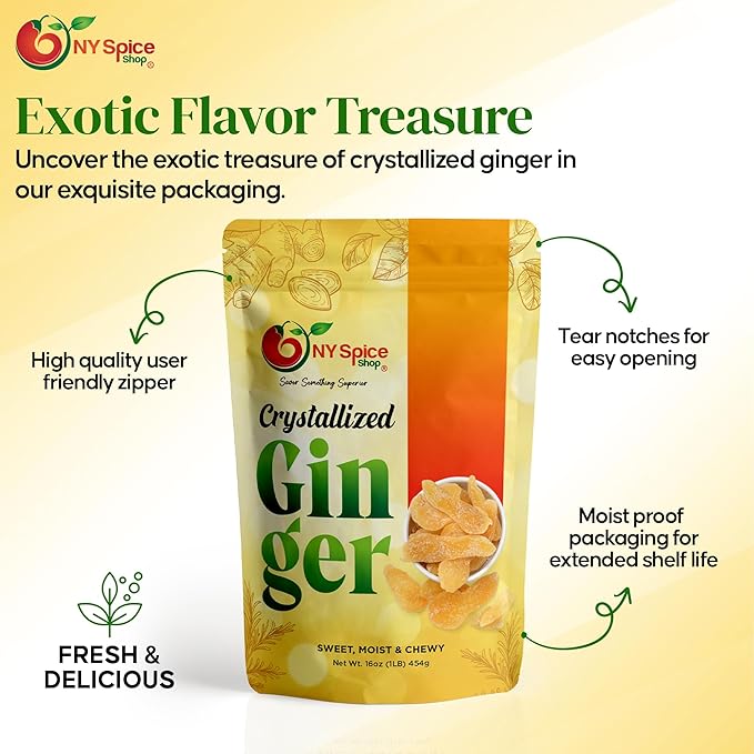 NY SPICE SHOP Candied Ginger Slices ā (48 Oz.) 3 Pound Crystallized Ginger Slices ā Ginger Hard Candy ā Candied Ginger Pieces ā Crystallized Ginger Chunks