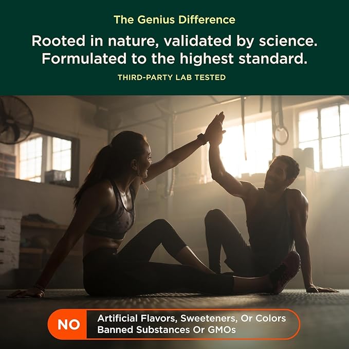 Genius L-Arginine Nitric Oxide Powder - Fermented L- Arginine Nutritional Supplements & Nitric Oxide Booster - Pre Workout, Natural Muscle Builder - 30 Servings, Lemon