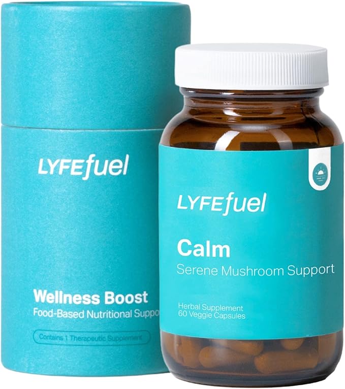 LyfeFuel Adaptogen Blend for Relaxation & Mood Support - Serene Whole Food & Organic Herb Complex to Calm Mind & Body | Lion’s Mane, Chaga, Kava, Lavender | 60 Vegan Capsules