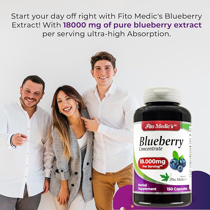 FITO MEDIC'S Blueberry | Blueberry Extract Capsules | 150 Capsules | Concentrated Extract | Highly Absorbable Herbal Supplement