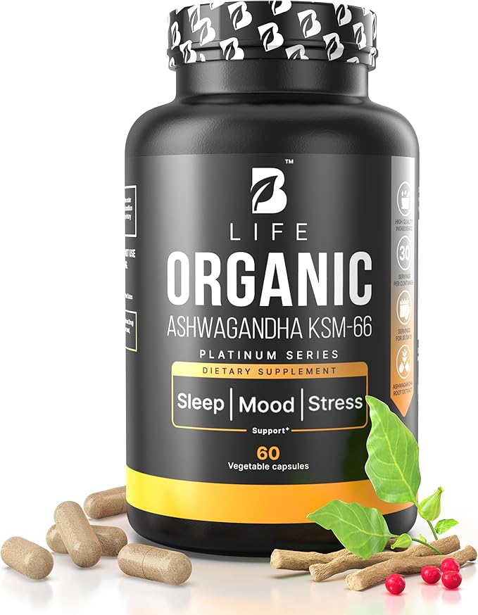 Organic Ashwagandha Supplements – KSM-66 – 60 Vegan Capsules – 30-Day Supply | Pure Ashwagandha for Women and Men | Plant-Based Ritual Multivitamins Alternative for Stress & Mood