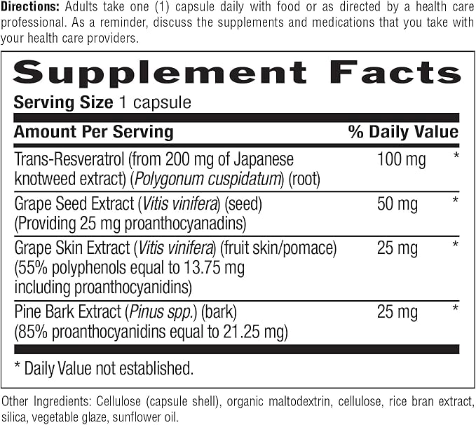 Country Life Resveratrol Plus 1000mg - Organic Antioxidant Supplement with Pine Bark & Grape Seed Extracts - Vegan, Gluten-Free, Non-GMO