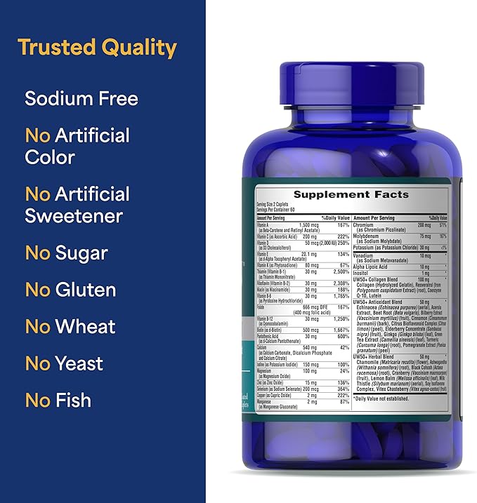 Puritan's Pride Ultra Woman 50 Plus High Potency Performance Time Release Daily Multivitamin with Zinc, Supplement to Support Healthy Aging and Cellular Energy Production, 2 Month Supply, 120 Count