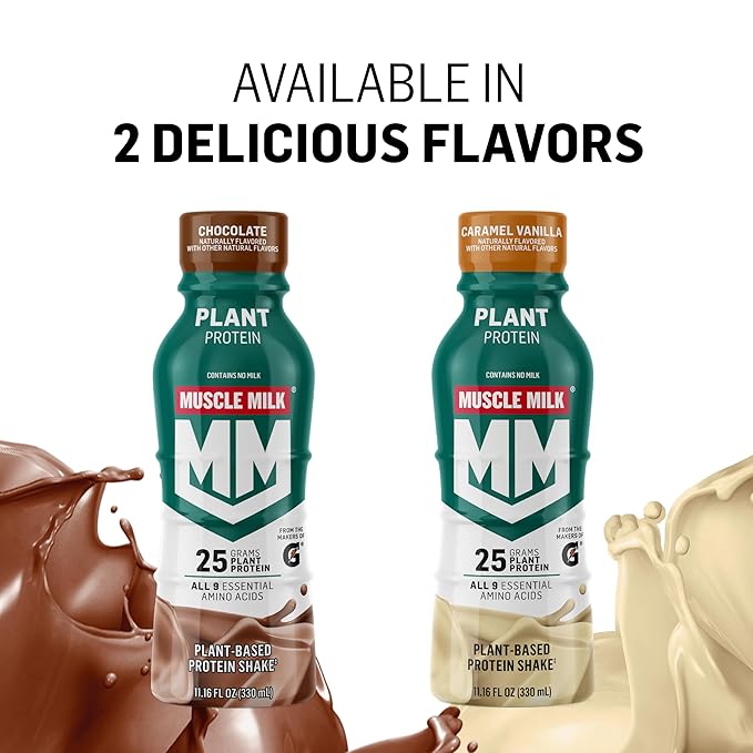 Muscle Milk Plant Based Protein Shake, Chocolate, 11.16 Fl Oz (Pack of 12)