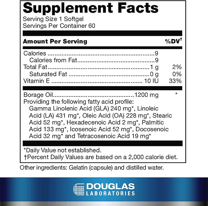 Douglas Laboratories Ultra G.L.A. (Borage Oil) | 240 mg. Gamma Linolenic Acid | 60 Softgels