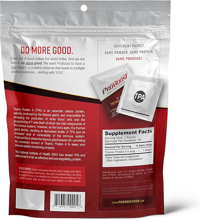 4 McG Thymic Protein A (TPA) Powder Packets - All Natural, Non-GMO, Immune Regulation and Support Supplement - 60 Packets, 4 McG TPA/Serving