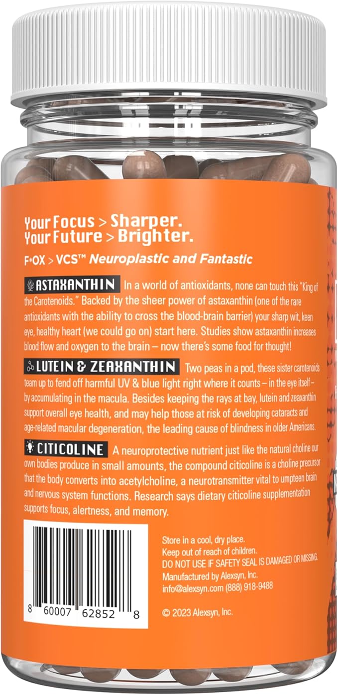 Vision & Cognitive Support Supplement - Nourish Your Mind and Eyes - Oxidative Stress Defense - Vegan & Gluten-Free - Mega-Potent Antioxidant 60 Capsules