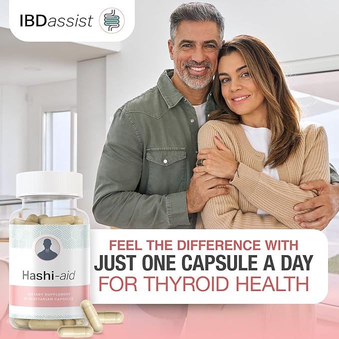 IBDassistโข Hashi Aid Thyroid Support for Women & Men - Thyroid Supplement for Hashimoto's Disease & Hypothyroidism* - with Ashwagandha, Selenium, Zinc, Essential Vitamins & More - 30 Capsules (3 Pack)
