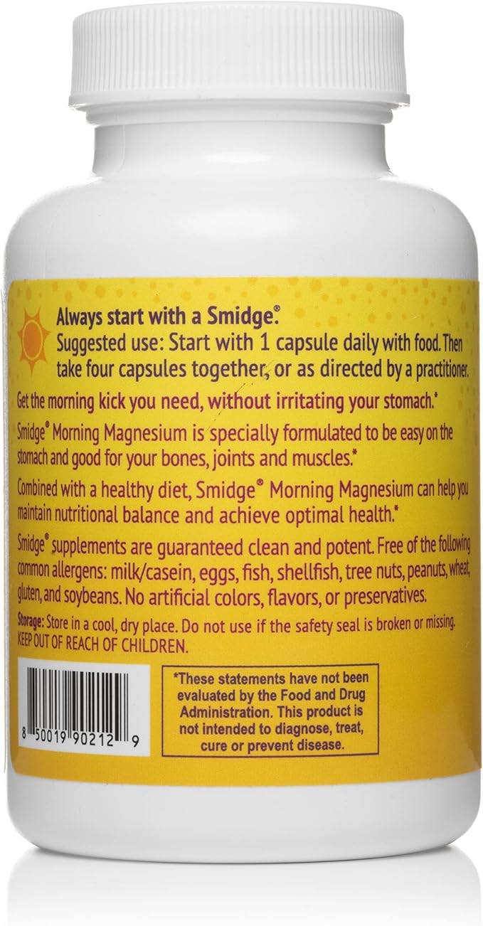 Smidge® Morning Magnesium Capsules, 120 ct. Pure Magnesium Supplement to Support a Natural Energy Boost.