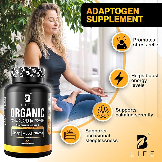 Organic Ashwagandha Supplements – KSM-66 – 60 Vegan Capsules – 30-Day Supply | Pure Ashwagandha for Women and Men | Plant-Based Ritual Multivitamins Alternative for Stress & Mood