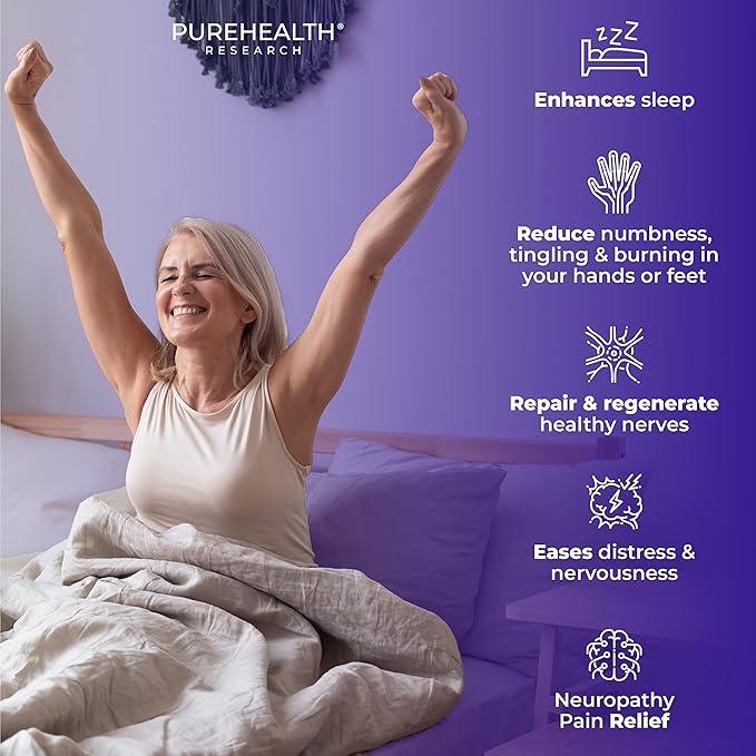 PUREHEALTH RESEARCH Nerve Regen Formula - with Alpha Lipoic Acid (ALA), Acetyl-L-Carnitine (ALC), Benfotiamine - Nerve Support Supplement for Healthy Circulation, Hands, Feet & Toes - 60 Capsules