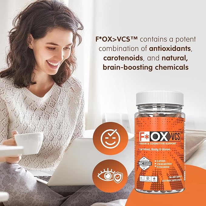 Vision & Cognitive Support Supplement - Nourish Your Mind and Eyes - Oxidative Stress Defense - Vegan & Gluten-Free - Mega-Potent Antioxidant 60 Capsules