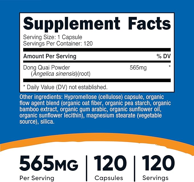 Nutricost Dong Quai 565mg, 120 Capsules - Gluten Free, Non-GMO, Vegetarian Capsules - Angelica Sinensis
