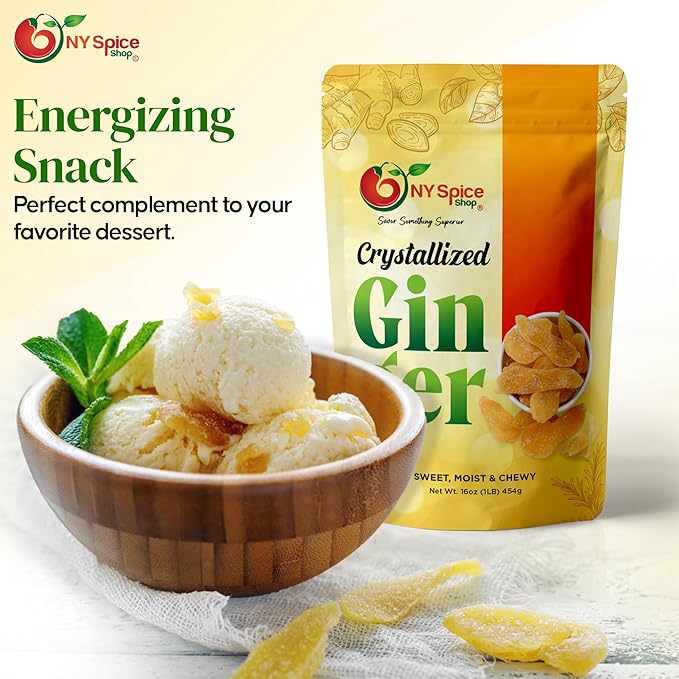 NY SPICE SHOP Candied Ginger Slices ā (48 Oz.) 3 Pound Crystallized Ginger Slices ā Ginger Hard Candy ā Candied Ginger Pieces ā Crystallized Ginger Chunks