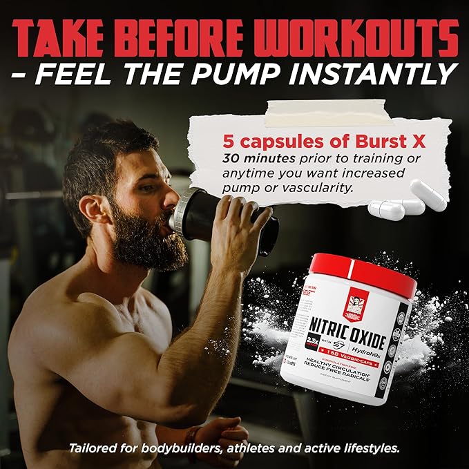 Old School Labs Nitric Oxide Pre-Workout Supplement with HydroNOx & S7 Blend - Muscle Pump & Vascularity Support for Men - 150 Veggie Capsules with Citrulline HCl for Enhanced Blood Flow & Recovery