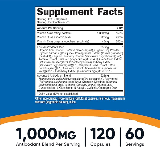 Nutricost Super Antioxidants (1000mg) 120 Capsules - Antioxidant Supplement for Men and Women, 60 Servings
