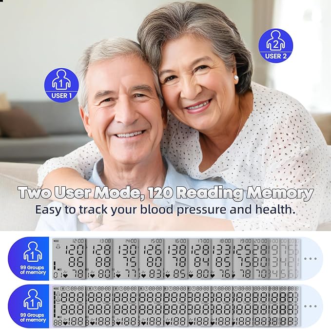 Blood Pressure Monitor Upper Arm Blood Pressure Monitors for Home Use Large Screen Rechargeable Bp Machine with 8.7"-16.5" Bp Cuff, 2x120 Memory, Voice Broadcast Bp Monitor(Black)