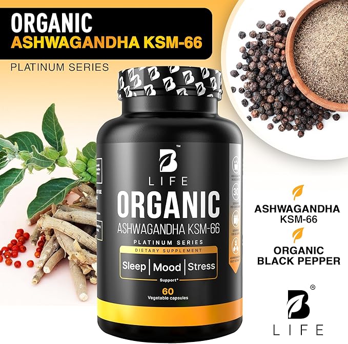 Organic Ashwagandha Supplements – KSM-66 – 60 Vegan Capsules – 30-Day Supply | Pure Ashwagandha for Women and Men | Plant-Based Ritual Multivitamins Alternative for Stress & Mood