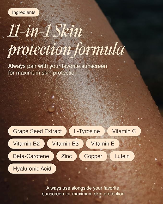 Golden Skin Tanning Supplement for Women & Men – Potent Tanning Pills with Beta Carotene, Lutein & L-Tyrosine for Skin Health | Natural Antioxidant Supplement & Tanning Vitamins | 90 Vegan Capsules