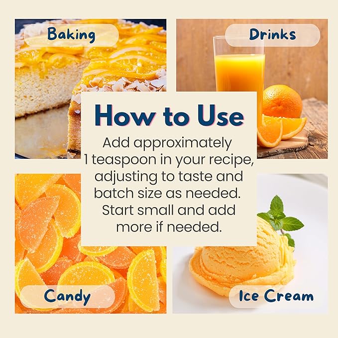 Organic Orange Extract for Baking, Ice Cream, Drinks, and Candy - 2 oz - Water-Soluble - By Harvest Moon Delights - Pure Orange Extract, Orange Flavoring, Orange Flavor