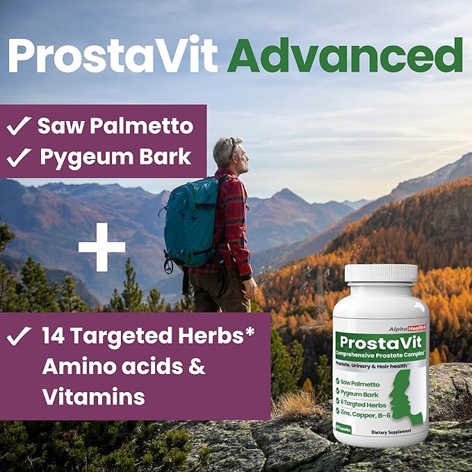 Prostavit Prostate Support Supplement for Men – Saw Palmetto 600mg, Pygeum Bark, Pumpkin Seed, Nettle & Zinc – Urinary Flow, Bladder Control, Reduce Nighttime Urination, Prostate & Hair Health 90 Caps