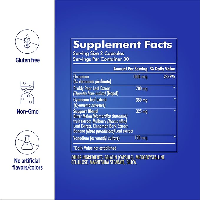 Santo Remedio Super Nopal, Exclusive Formula with Nopal, Gurmar (Gymnema Silvestre), Chromium Picolinate and Vanadyl Sulfate. 60 Capsules (30 Servings)