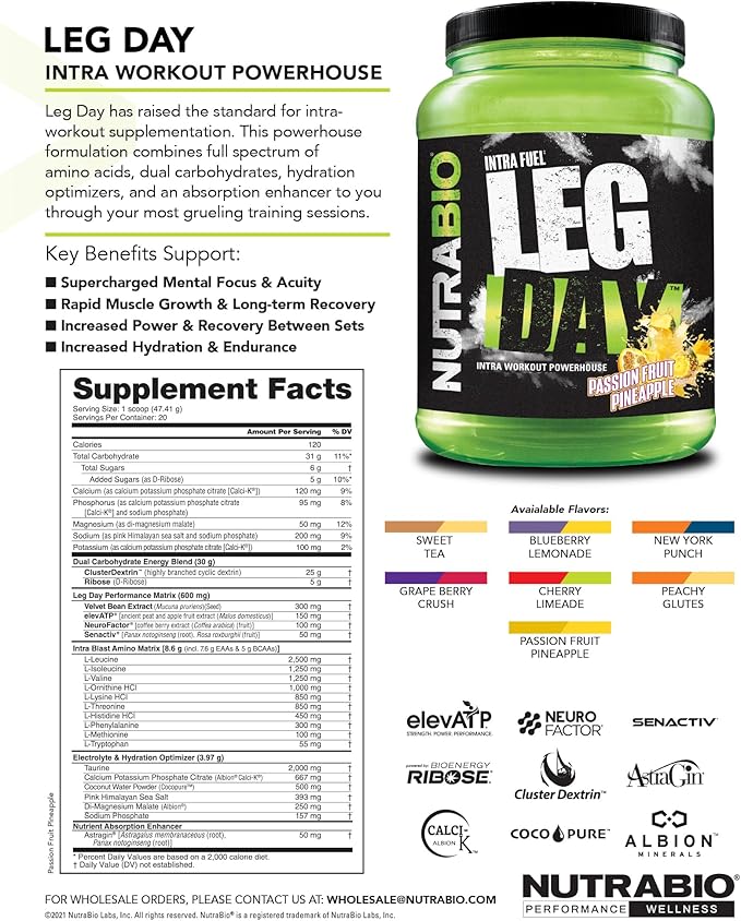 NutraBio Leg Day Intra Workout Powder – Advanced Carb Supplement with Cluster Dextrin & Electrolytes – Carb Powder with EAAs/BCAAs – Cyclic Dextrin for Performance – Peach Mango, 20 Servings