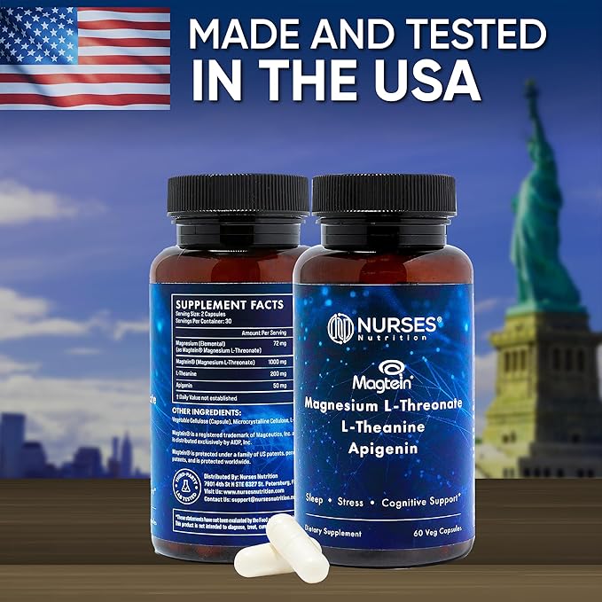 Clinically Studied โ Premium High Absorption Magnesium Sleep Supplement โ Magnesium L-Threonate L-Theanine Apigenin โ Sleep & Stress Support โ Third Party Tested โ Made in USA โ Gluten Free