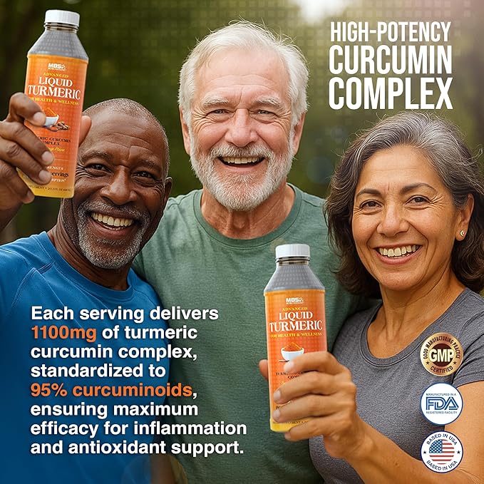 Advanced Liquid Turmeric – High Absorption Curcumin with Black Pepper & Vitamin D3 for Maximum Bioavailability – Joint, Inflammation & Immune Support – 20 fl oz