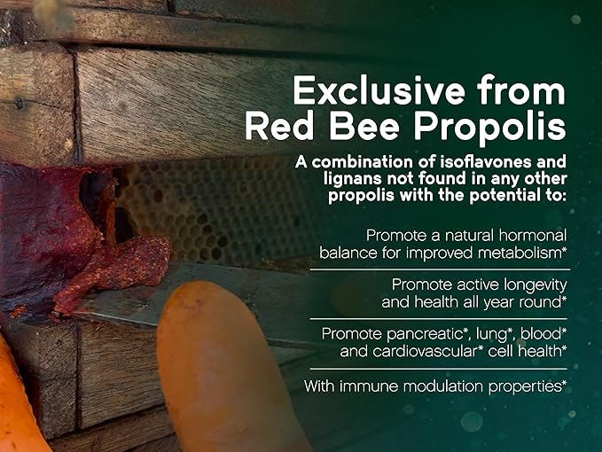 NaturaNectar - Red Bee Propolis Capsules - NSF Contents Certified Premium Brazilian Propolis - Gluten-Free Supplements with More Diverse Flavonoids & PWE - Sourced Through Ethical Beekeeping (60pcs.)