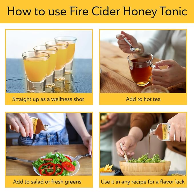Fire Cider Apple Cider Vinegar Honey Tonic with Organic Turmeric Root, Ginger Root & Dandelion - Natural Digestive & Immune Support, 2 ounces (Pack of 2)