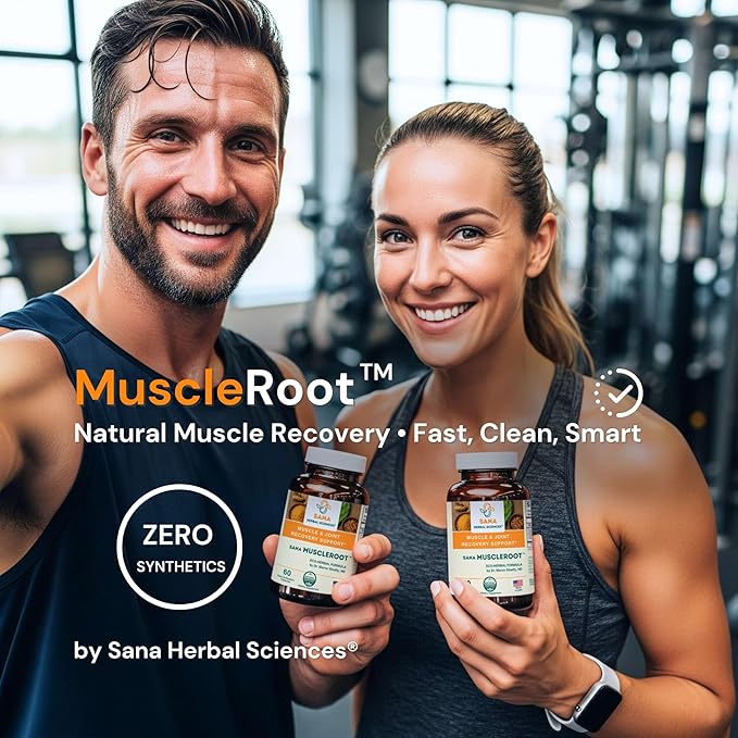 Natural Muscle & Joint Recovery Supplement | Plant-Based Post-Workout Inflammation Support, Muscle Relaxer with Organic Turmeric, Frankincense & Nopal Cactus | 60 Capsules by Sana Herbal