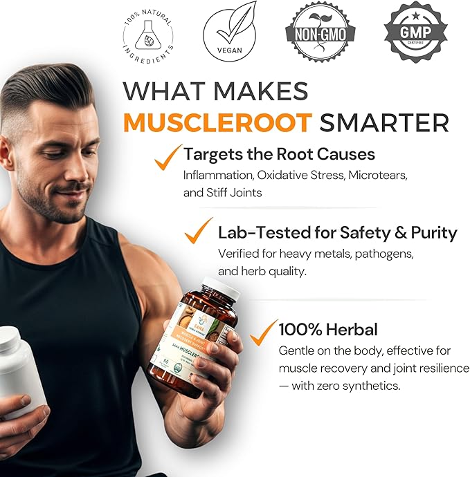 Natural Muscle & Joint Recovery Supplement | Plant-Based Post-Workout Inflammation Support, Muscle Relaxer with Organic Turmeric, Frankincense & Nopal Cactus | 60 Capsules by Sana Herbal