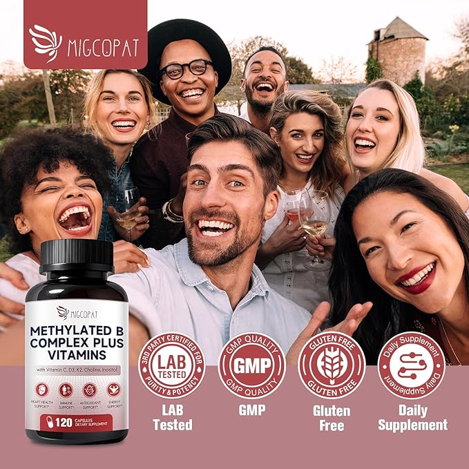 16-in-1 Methylated Multivitamin Plus, Methylated B Complex with Vitamin B12 & Methylfolate, B1-B7, CoQ10 & Alpha Lipoic Acid, Vitamin B Complex for Energy, Brain, Heart, Immunity& Antioxidant,120 Caps
