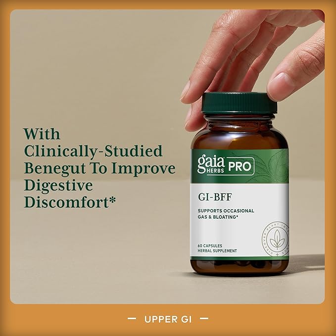 GAIA HERBS PRO GI-BFF Digestive Health Support Supplement - GI Health Supplement with Organic Fennel & Cinnamon Bark - Benegut for Occasional Gas & Bloating* - 60 Capsules (60 Servings)