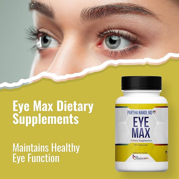 Dr. Nandiโs Eye Max Vision Supplement โ Lutein, Zeaxanthin, Lycopene, Zinc โ Eye Vitamins for Macular & Retina Support โ Blue Light Protection, Visual Clarity & Antioxidant Support โ 60 Vegan Capsules