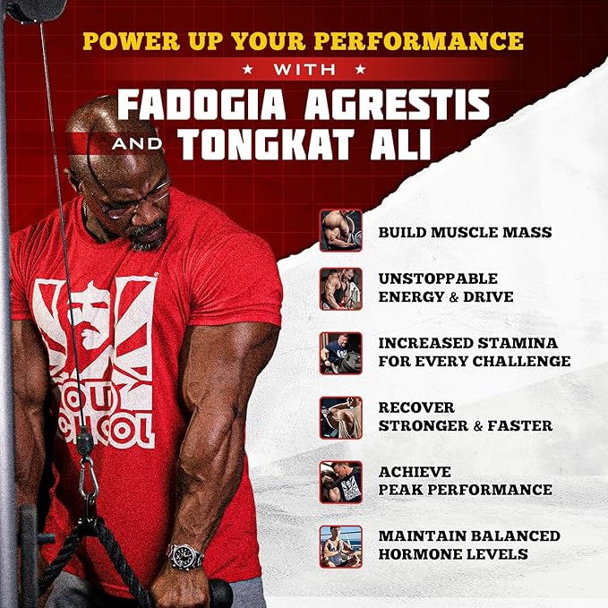 Old School Labs Testosterone Supplement for Men – Fadogia Agrestis 1500mg Max Potency + Tongkat Ali & BioPerine® – Muscle Growth, Recovery, Drive & Stamina – 120 Caps, 40 Servings