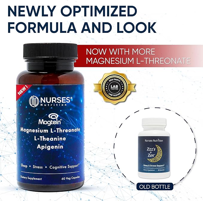 Clinically Studied โ Premium High Absorption Magnesium Sleep Supplement โ Magnesium L-Threonate L-Theanine Apigenin โ Sleep & Stress Support โ Third Party Tested โ Made in USA โ Gluten Free