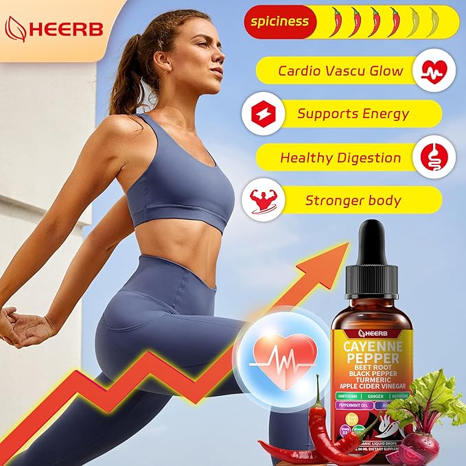 Vascu Flow Cayenne Pepper Drops - Capsaicin Supplements with Beet Root, Black Pepper, Turmeric, Vitamin D3 & K2 | Supports Metabolism, Circulation & Heart Health, Gluten Free, Vegan 2 Fl Oz