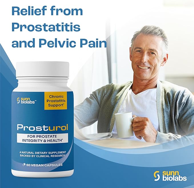 Prosturol | Prostatitis Treatment | CPPS | Extra Strength Discomfort Relief & Prostate Supplement for Men with Quercetin, Saw Palmetto, Enzymes, for Pelvic Health - 60 Capsules