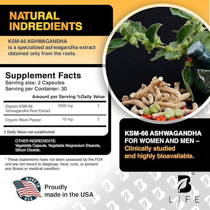 Organic Ashwagandha Supplements – KSM-66 – 60 Vegan Capsules – 30-Day Supply | Pure Ashwagandha for Women and Men | Plant-Based Ritual Multivitamins Alternative for Stress & Mood