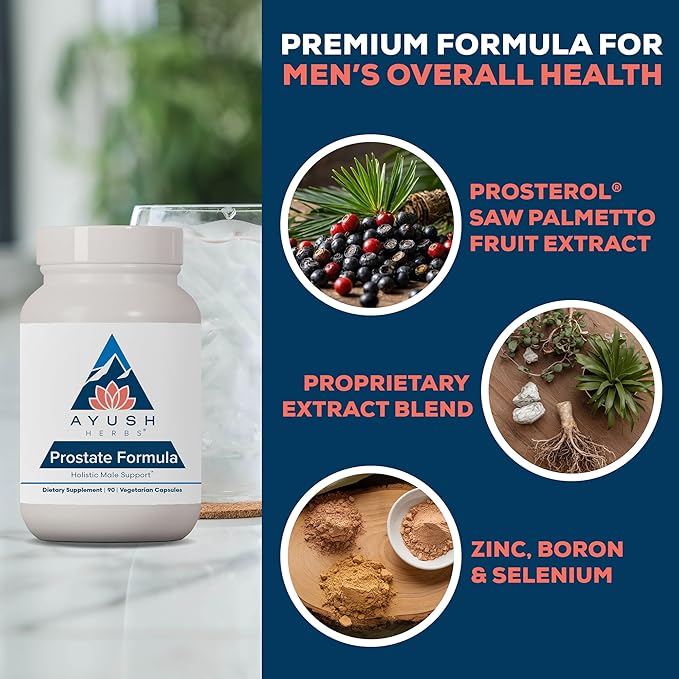 Ayush Herbs Prostate Formula - Prostate Health Supplement for Men, Saw Palmetto, Zinc, & DIM, Traditional Herbal Blend, Holistic Male Prostate Support - 90 Vegetarian Capsules