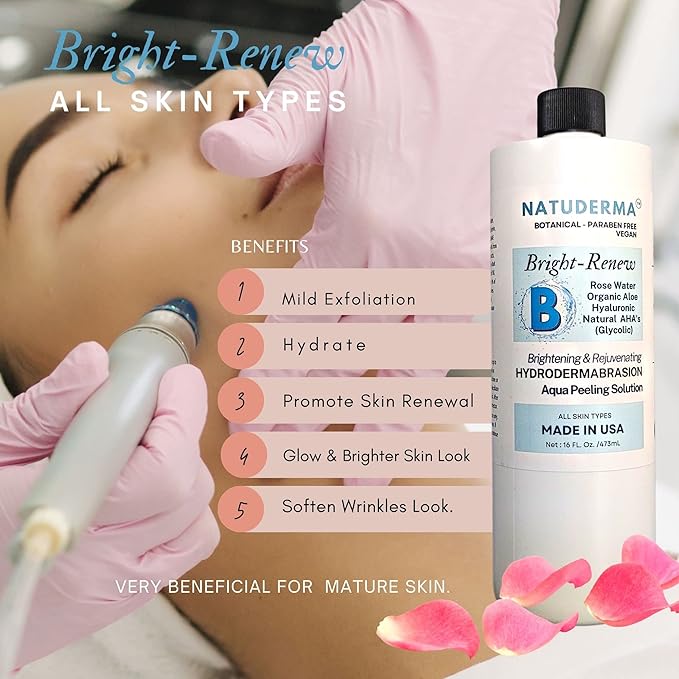 Hydrodermabrasion Solution, Aqua Peeling Serum, Solution for Wet Microdermabrasion, 3 bottles of 16 oz each, Natuderma Hydro Serum. MADE IN USA