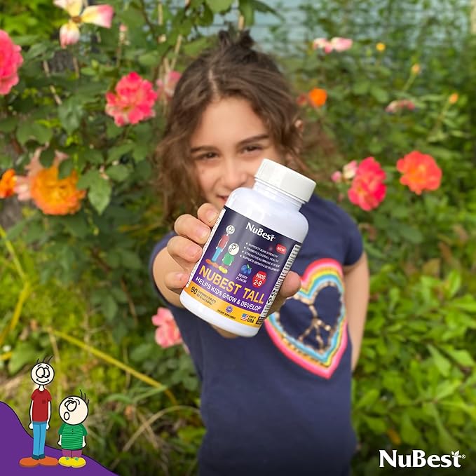 NuBest Tall Kids - Toddlers Vitamins and Kids Vitamins for Age 2 to 9 - Support Bone Strength, Overall Health and Immunity - Animal Shapes - 90 Chewable Berry Tablets | 6 Weeks Supply