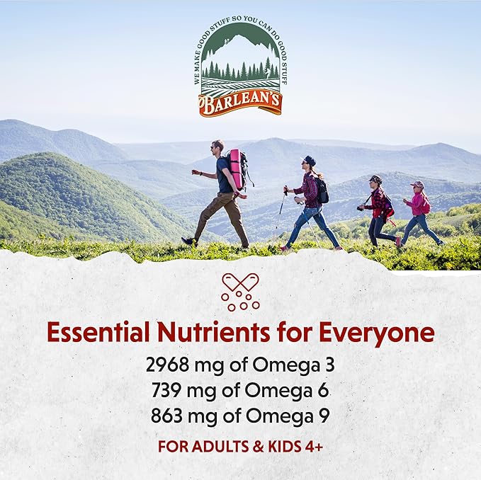 Barlean's Vegan Omega 3 6 9 Flaxseed Oil Liquid Supplement, BlackBerry Smoothie, Flax Seed Oil, 2,968 mg ALA Fatty Acid, Non-GMO and Gluten Free, 16 oz