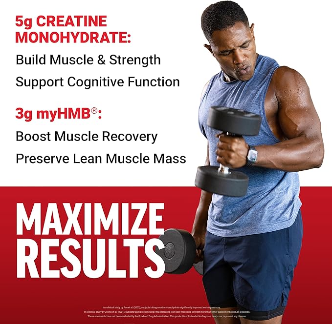 Force Factor Creatine HMB Powder, 5g Creatine Monohydrate + 3g myHMB for Muscle Growth, Strength, Energy & Recovery, with AstraGin for Enhanced Absorption, Unflavored, 30 Servings
