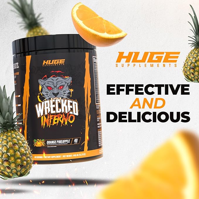 Wrecked Inferno - Thermogenic Pre Workout For Men & Women, Increase Energy, Boost Thermogenesis & Metabolism, Enhance Exercise Performance - Contains L-Citrulline, L-Carnitine, Beta-Alanine & More