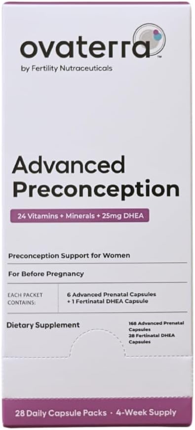 Advanced Preconception Vitamins for Women with DHEA 25mg, Choline 550 mg, Folate (Methylfolate) 1,010 mcg, Omega-3 DHA & EPA 196 Capsules - 28 Day Supply