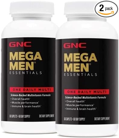 GNC Mega Men Essentials One Daily Multivitamin | Supports Overall Health and Muscle Performance | Twin Pack (2 x 60 Count)