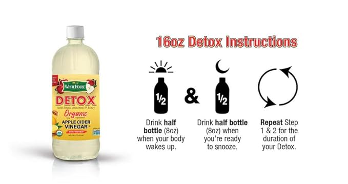 Whitehouse Detox Organic Apple Cider Vinegar with Lemon, Cinnamon and Honey 16 oz